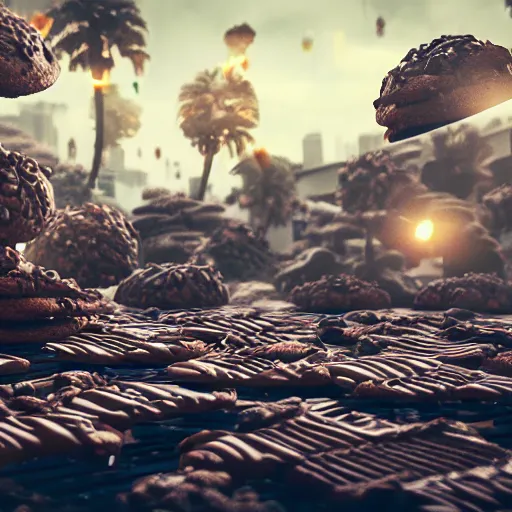 Prompt: chocolate chip cookies, stunning, surrounding cinematic light, hyper detailed, 4 k cinematic octane render