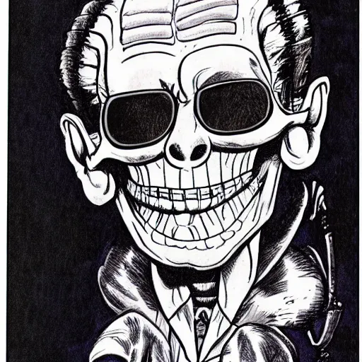 Image similar to larry - king as skeletor comic - book drawing from mad - magazine