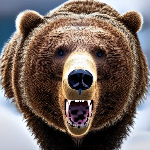 Image similar to cybernetically!!!! enhanced!!!! grizzly bear, photo, detailed, 4k