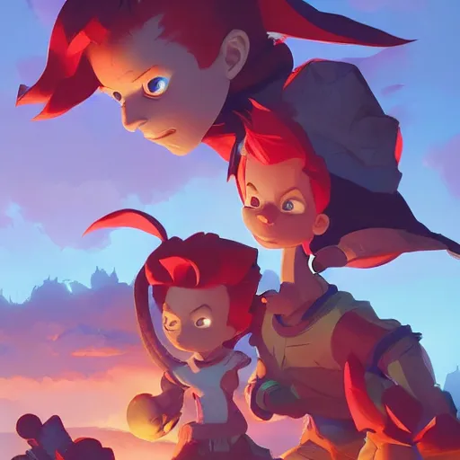 Image similar to hero world rugrats, behance hd by jesper ejsing, by rhads, makoto shinkai and lois van baarle, ilya kuvshinov, rossdraws global illumination