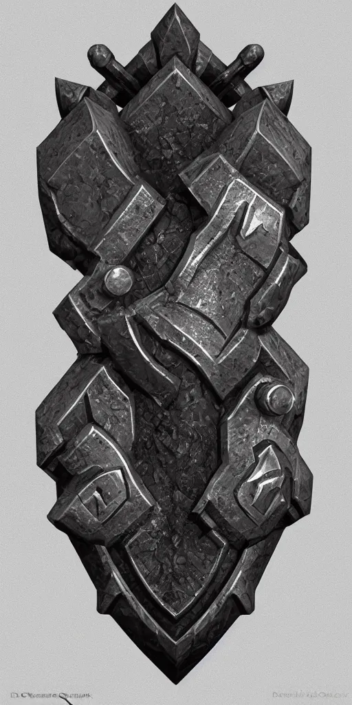 Image similar to a black and silver axe skull crest, ornament, dwarven weapon, by dom qwek, trending on artstation, hard surface modeling, axe, ax