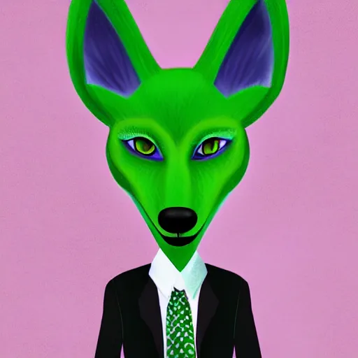 Image similar to Beautiful portrait digital painting of an anthro anthropomorphic pastel-green wolf, Punk outfit.