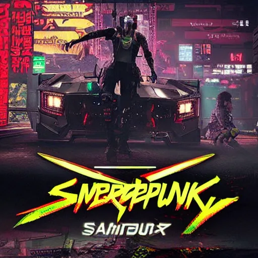 Image similar to cyberpunk 2 0 7 7 samurai robot with random green and black japanese colors as scarlxrd album cover