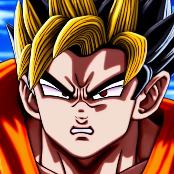 Prompt: highly detailed close up portrait of Son Goku, character art, studio lightning, bright colors, intricate, masterpiece, photorealistic, hiperrealistic, sharp focus, high contrast, Artstation HQ, DeviantArt trending, 4k UHD, Unreal Engine 5