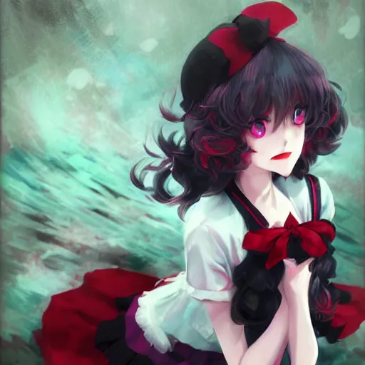 Image similar to portrait of Remilia Scarlet from Touhou, drawn by WLOP, by Avetetsuya Studios, attractive character, colored sketch anime manga panel, Remilia Scarlet trending on Artstation