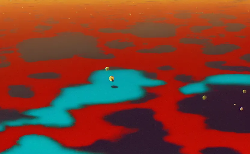 Prompt: giant black liquid blobs flying through a colorful coral reef, enigmatic scene, dusk, sunrise, still from a 2001 pixar movie, 4k, high quality wallpaper