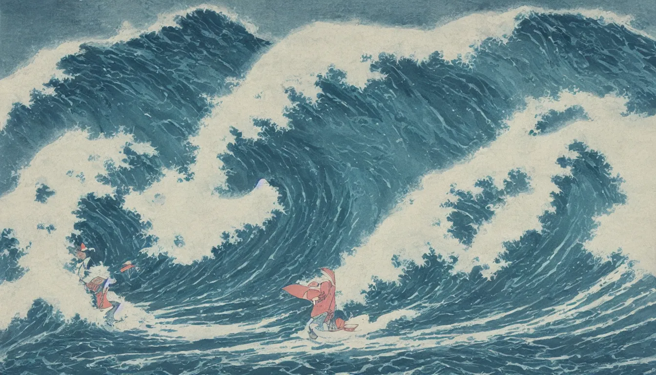 Image similar to big wave, japanese illustration