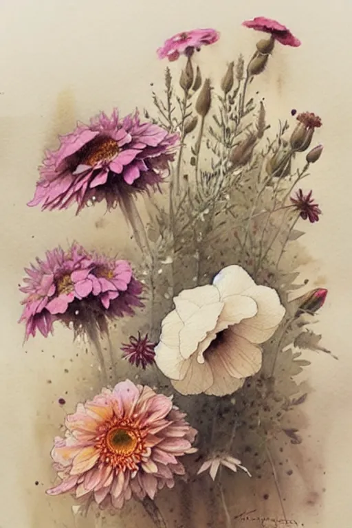 Prompt: ( ( ( ( ( 1 loose watercolor of flowers. muted colors. ) ) ) ) ) by jean - baptiste monge!!!!!!!!!!!!!!!!!!!!!!!!!!!!!!