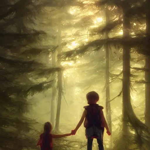 Image similar to child's hand holding a very tiny american flag in the forest, digital art by ruan jia and mandy jurgens and artgerm, highly detailed, trending on artstation, award winning