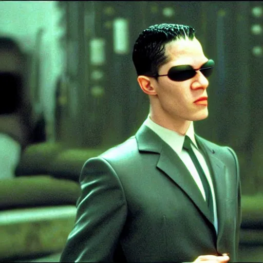 Image similar to film still of homer in the matrix ( 1 9 9 9 )