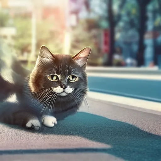 Prompt: cat using bicycle, photo realistic, realistic lighting, realistic shadows, 4 k