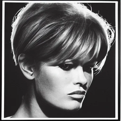 Image similar to stunning symmetrical portrait of brigitte bardot in front of a ( ( ( tall moog synthesizer ) ) ), high contrast grainy blank and white photography print ilford warm tone, huge modular synthesizer