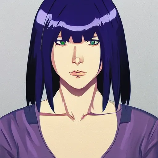 Prompt: “painted character portrait, Motoko Kusanagi in ghost in the shell”