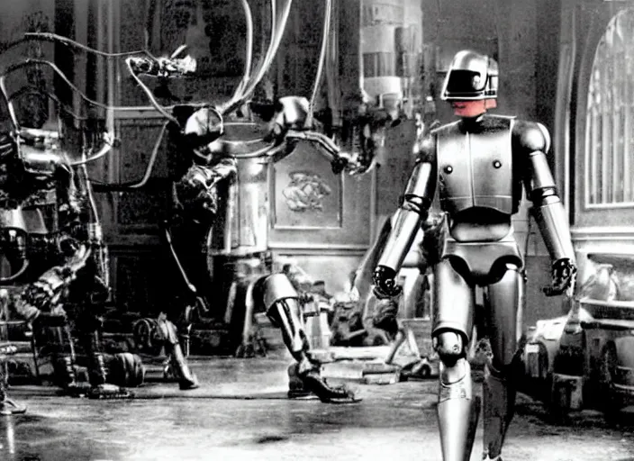 Prompt: scene from the 1 9 1 7 science fiction film robocop