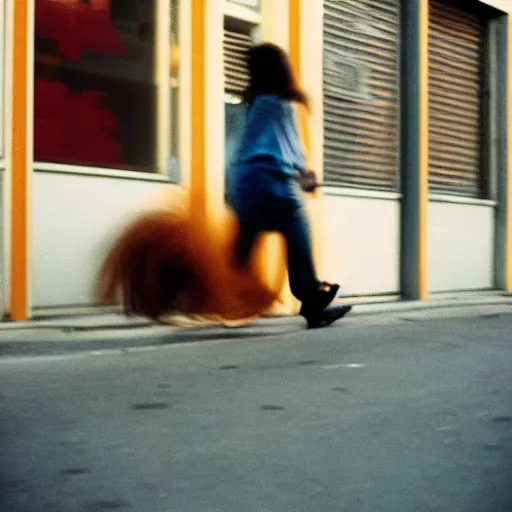 Image similar to portra 800 street photography subject blurry because it's in motion indi rock album cover