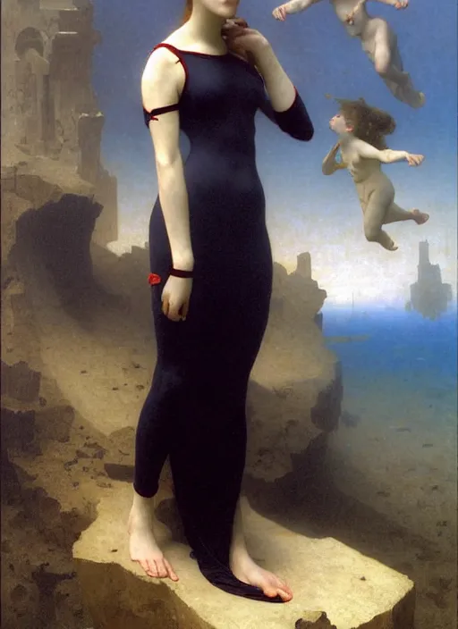 Prompt: long female dress abandoned on the bottom of the sea, art by ex machina, william - adolphe bouguereau