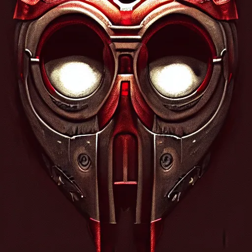 Prompt: portrait of mf doom, gray metal steel mask, dark skin underneath. red t - shirt, beige complex background, intricate, elegant, highly detailed, digital painting, artstation, concept art, smooth, sharp focus, illustration, by anato finnstark, boissb - blanca. j, cindy avelino, clint cearley, anna podedworna