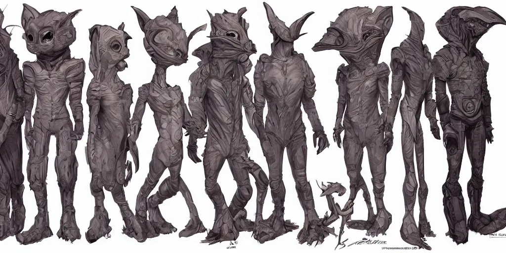 Prompt: concept art of single alien boy, chinchilla game characters full body designs, unique heads, casual streetwear, by jean giraud and artgerm