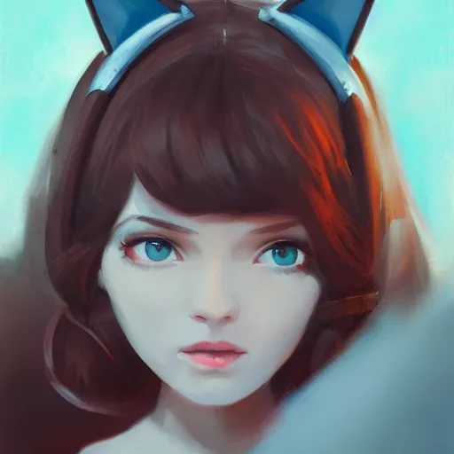 Image similar to portrait of a cute young woman with robot ears, 4k, sharp focus, Andreas Rocha