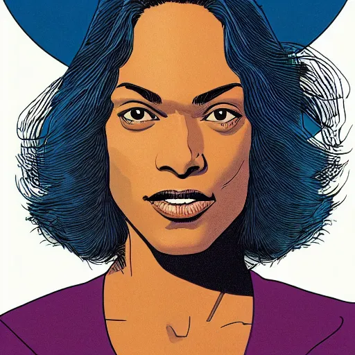 Image similar to rosario dawson retro minimalist portrait by jean giraud, moebius starwatcher comic, 8 k