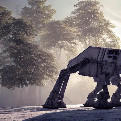 Prompt: a hyperrealistic octane render of a star wars at - at by auguste rodin, unreal engine, 8 k, dramatic lighting, volumetric lighting, hyper detailed, photorealistic
