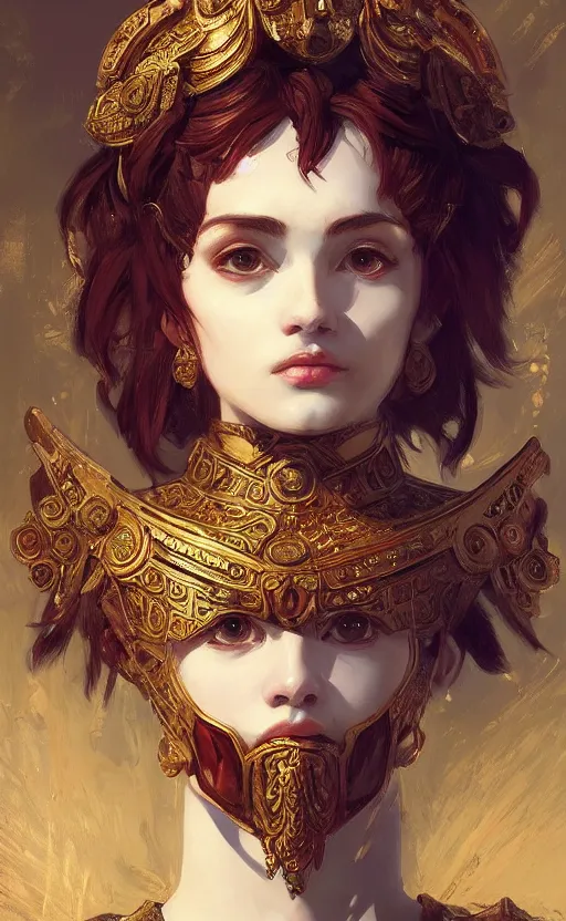 Prompt: portrait of an ancient greek character in intricate ornate armor, by ilya kuvshinov, by thomas lawrence, by bayard wu, trending on artstation, masterpiece