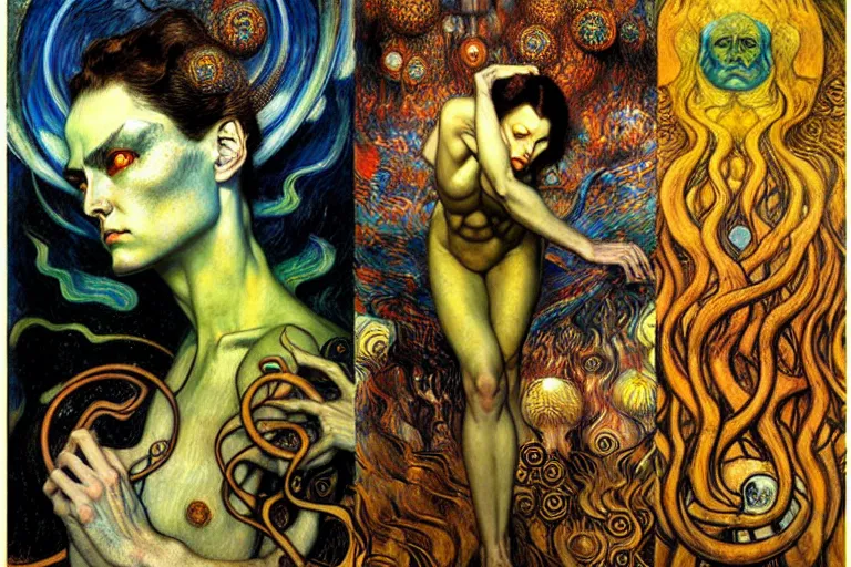 Image similar to Divine Chaos Engine by Karol Bak, Jean Delville, William Blake, Gustav Klimt, and Vincent Van Gogh, symbolist, visionary