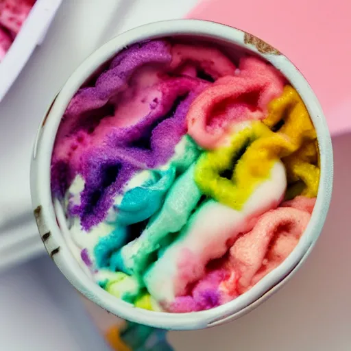 Prompt: rainbow flavoured frozen yogurt