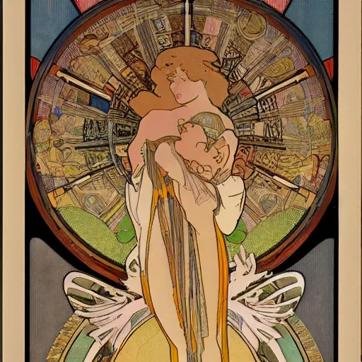 Image similar to angel city by Mucha,highly details,8k