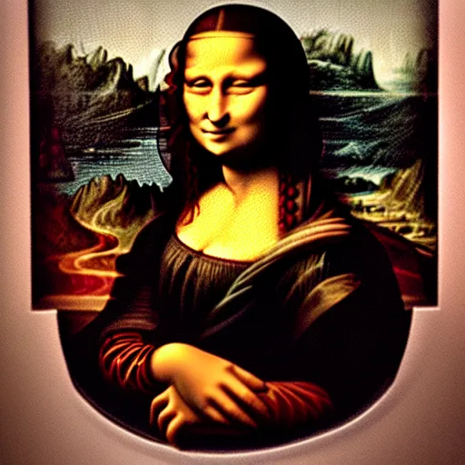 Image similar to mona lisa painting herself