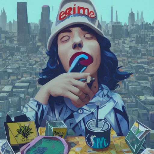 Image similar to matte painting of berner, weed, graffiti, hard edges, geometric 3 d shapes, deep blue, cookies weed, street art, asymmetrical, marijuana, smoke, highly detailed masterpiece by sachin teng x supreme, trending on artstation : 5