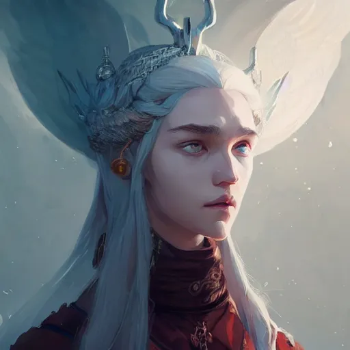 Image similar to a beautiful portrait of a beautiful white sorceress, game of thrones concept art by pete mohrbacher and guweiz and ilya kuvshinov, digital art, highly detailed, intricate, sharp focus, trending on artstation hq, deviantart, unreal engine 5, 4 k uhd image