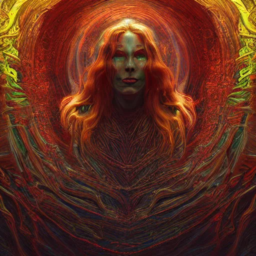 Prompt: photorealistic demon goddess in the style of michael whelan and gustave dore. hyperdetailed photorealism, 1 0 8 megapixels, amazing depth, glowing rich colors, powerful imagery, psychedelic overtones, 3 d finalrender, 3 d shading, cinematic lighting, artstation concept art