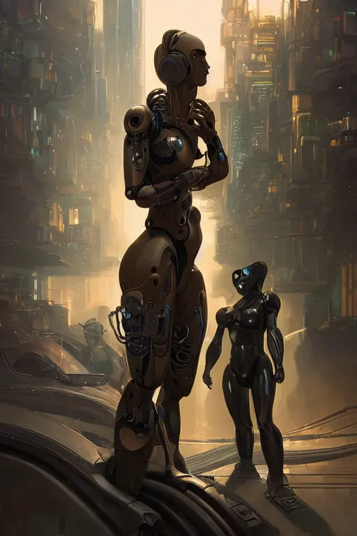 Image similar to Ultra realistic illustration,a robot and a woman are boyfriends, cyberpunk, sci-fi, fantasy, intricate, elegant, highly detailed, digital painting, artstation, concept art, smooth, sharp focus, illustration, art by artgerm and greg rutkowski and alphonse mucha