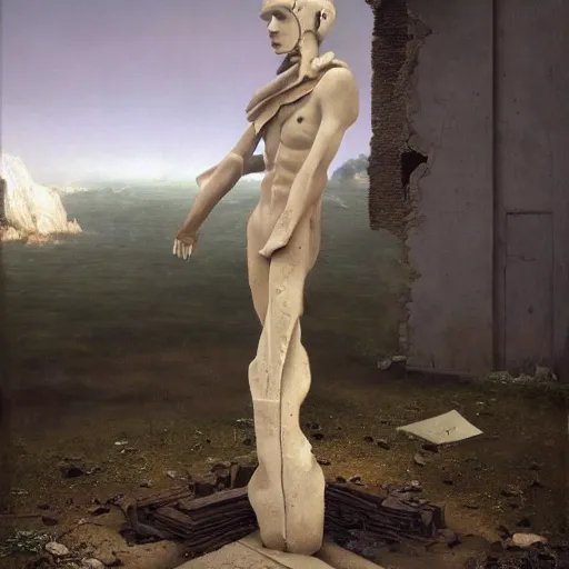 Image similar to hyperrealistic surrealism, David Friedrich, award winning masterpiece with incredible details, Zhang Kechun, a surreal vaporwave vaporwave vaporwave vaporwave vaporwave painting by Thomas Cole of a gigantic broken mannequin head sculpture in ruins, astronaut lost in liminal space, highly detailed, trending on ArtStation