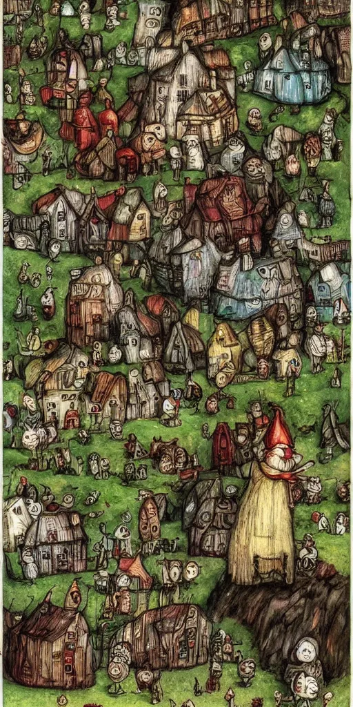 Image similar to a pilgrim scene by alexander jansson and where's waldo