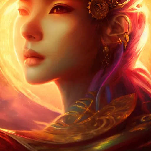 Prompt: enchanting summoner yuna portrait, fina fantasy x, atmospheric lighting, painted, menacing, intricate, volumetric lighting, beautiful, rich deep colours masterpiece, golden hour, golden ratio, sharp focus, ultra detailed, by leesha hannigan, ross tran, thierry doizon, kai carpenter, ignacio fernandez rios