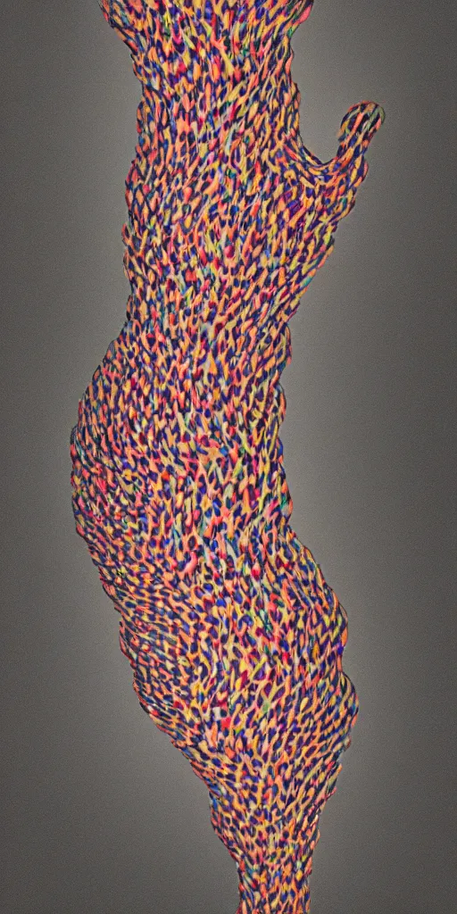 Image similar to peter de jong attractors morphing into a human foot, vhs footage