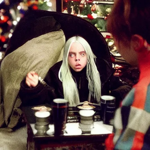 Image similar to billie eilish in movie home alone