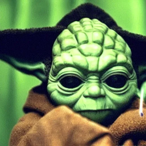 Image similar to Yoda smoking a joint