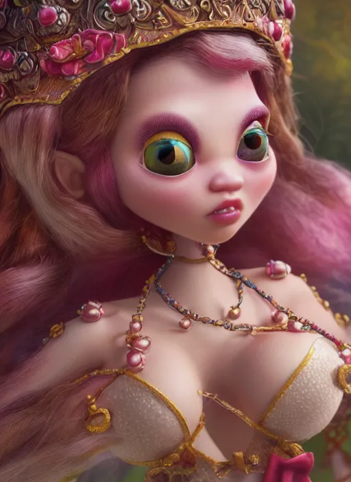 Image similar to highly detailed closeup, profile portrait of tin toy fairytale princess bikini, unreal engine, nicoletta ceccoli, mark ryden, earl norem, lostfish, global illumination, detailed and intricate environment