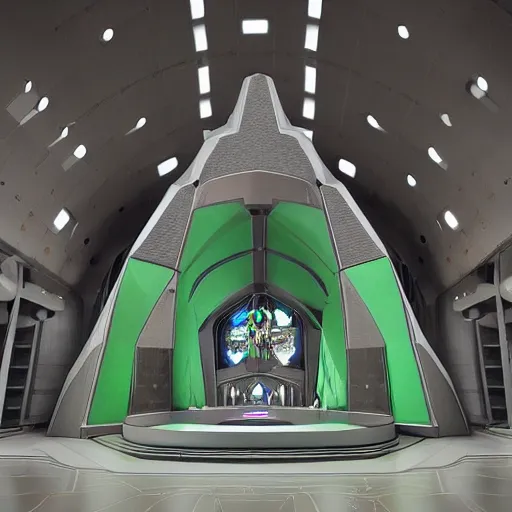 Image similar to futuristic cathedral inspired by boba fett