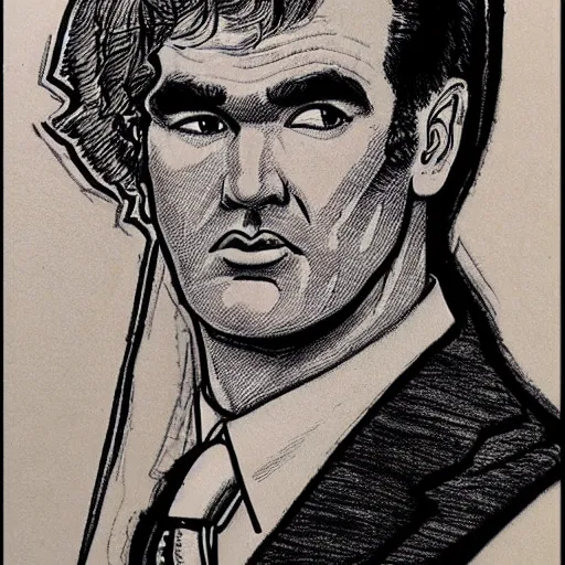 Image similar to a sketch of morrissey drawn by robert crumb