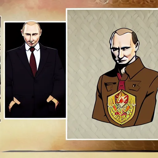 Prompt: vladimir putin portrait jojo bizzare adventure style
