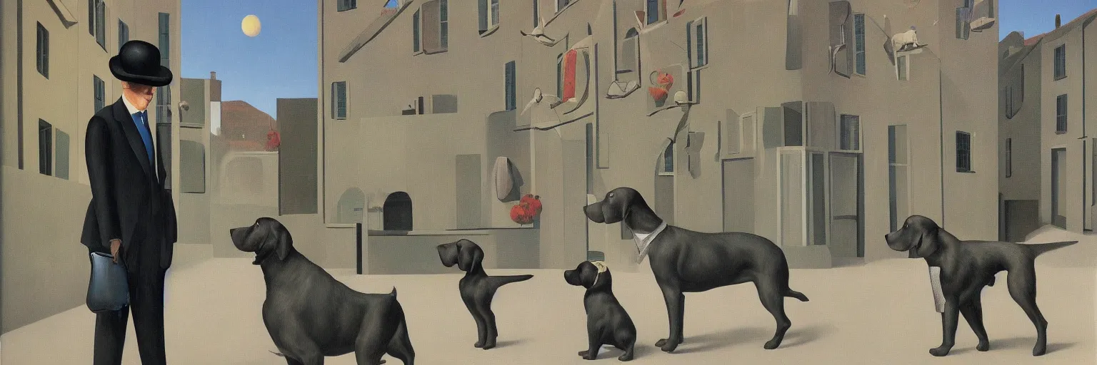 Prompt: dog painting magritte