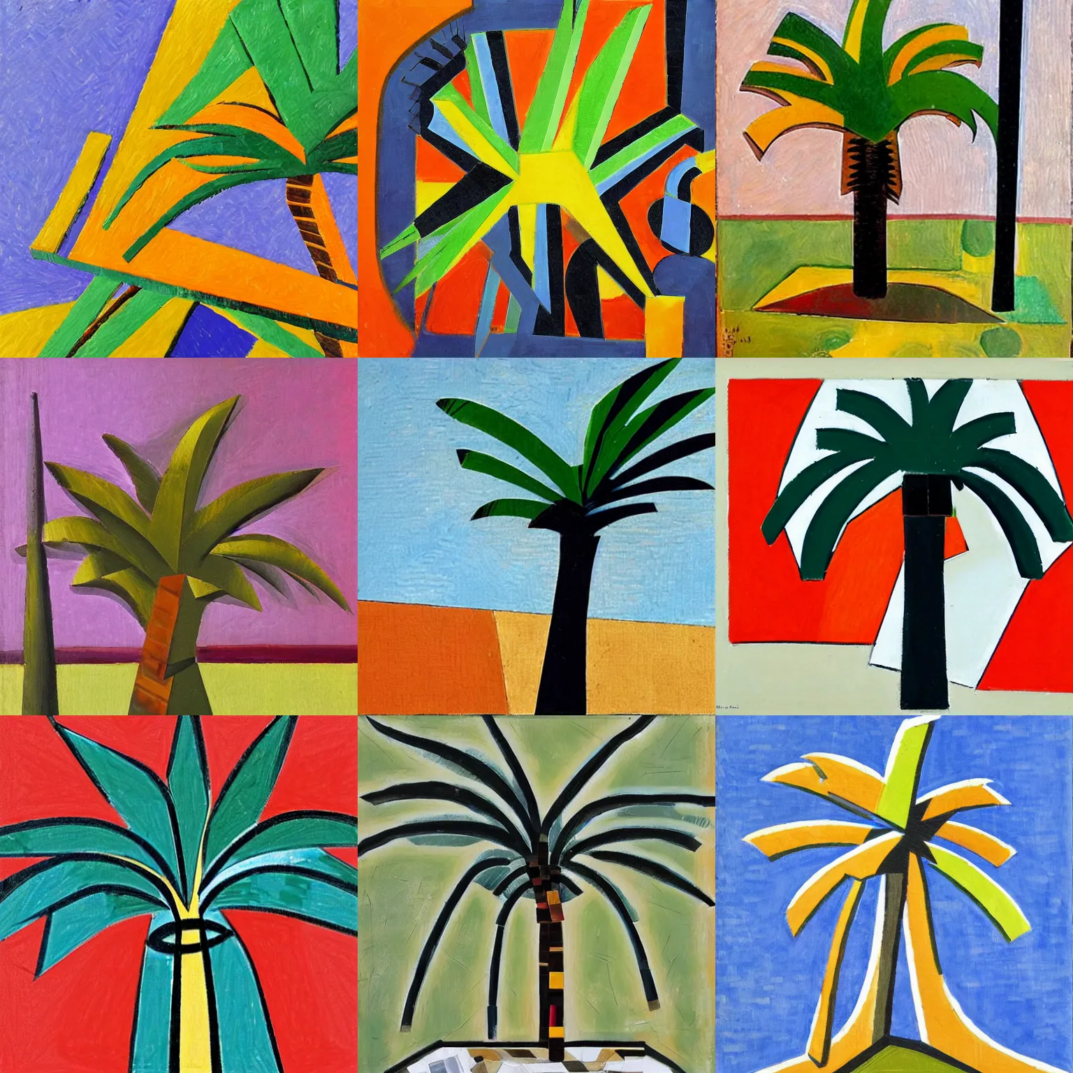 Prompt: A palm tree, cubism style