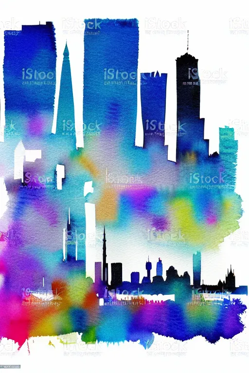 Prompt: minimalist watercolor art of frankfurt skyline, illustration, vector art