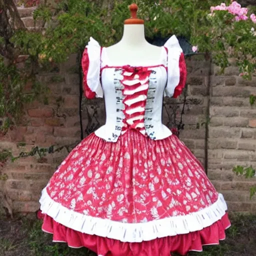 Prompt: A lolita dress with pictures of windmills on it. A beautiful lolita dress, Angelic Pretty