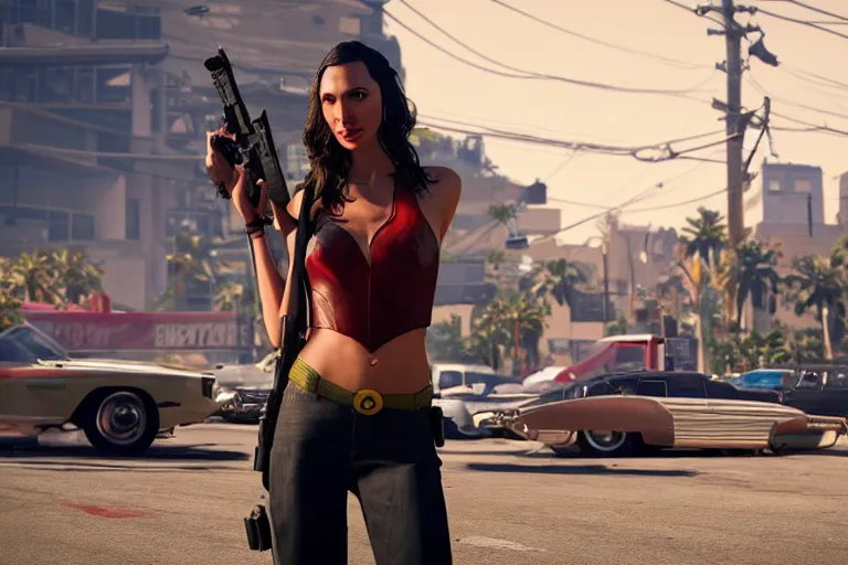 Image similar to gal gadot in gta 5, trending on artstation