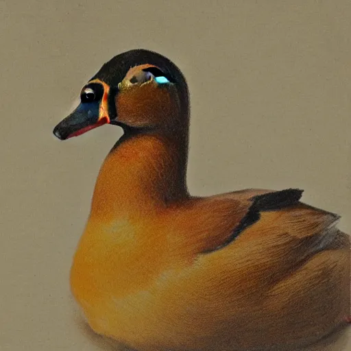 Image similar to a duck in the style of Stephen Cartwright